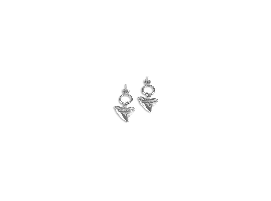 Shark Tooth Earrings Silver Ocean Republic Shark Tooth Earrings Silver